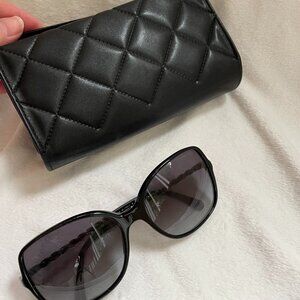 Chanel Square Sunglasses with Original Chanel Case. Black and Gold No Scratches